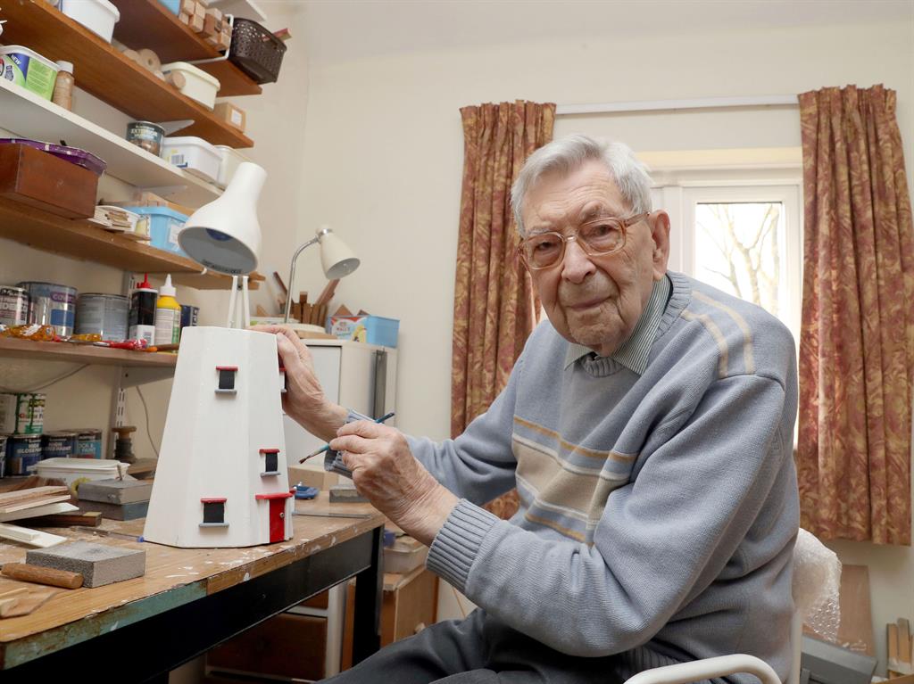 Still crafting: Mr Weighton in his workshop