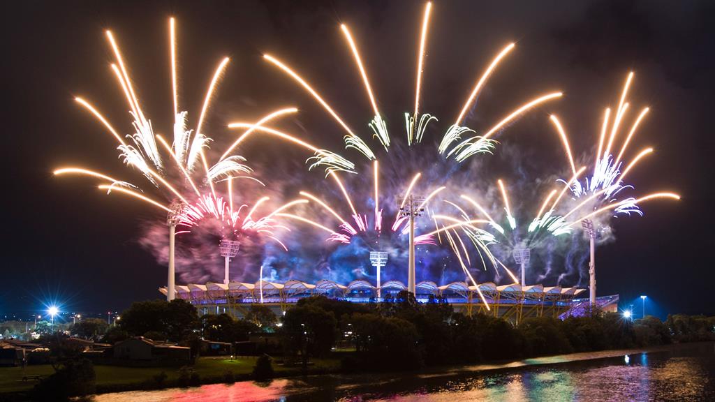 Bright house: Fireworks light up the sky as a finale PICTURE: AFP