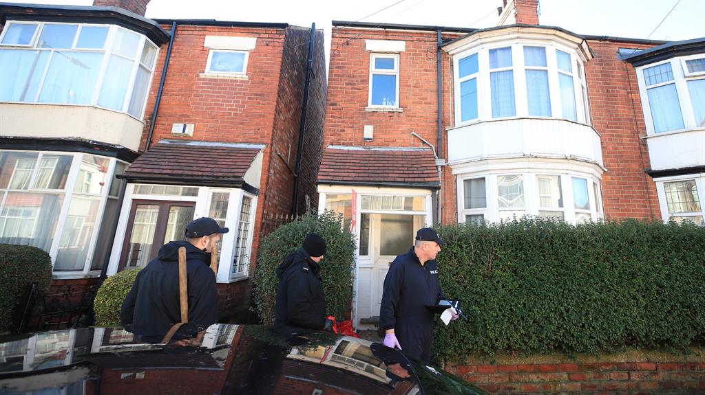 Enquiries: Police outside Libby's home in Hull