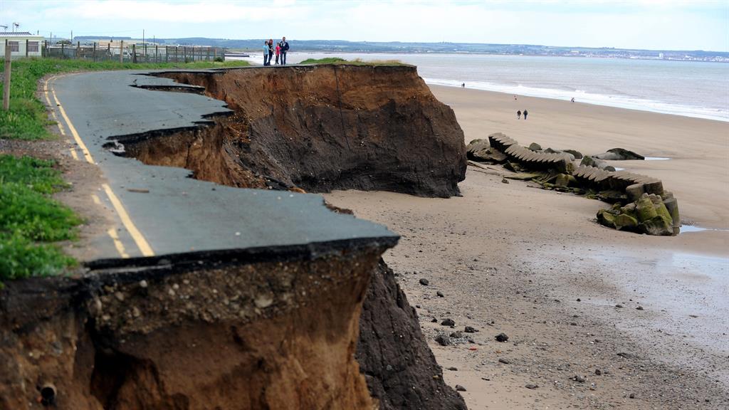 Every which way: A cliff road in Skipsea, almost completely washed away by coastal erosion