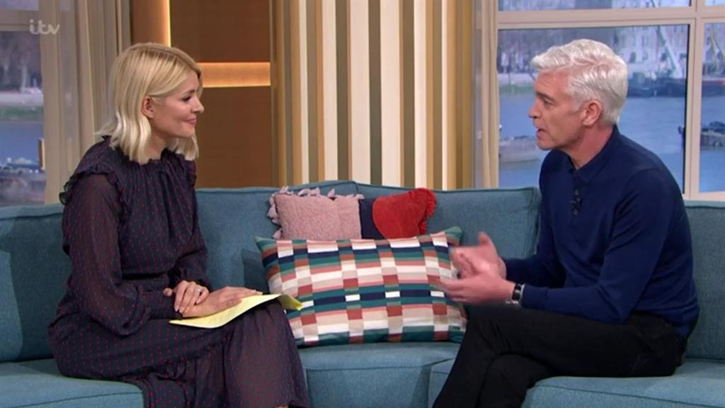 TV family: Schofield is interviewed by his THis Morning co-host Holly Willoughby PICTURE: ITV