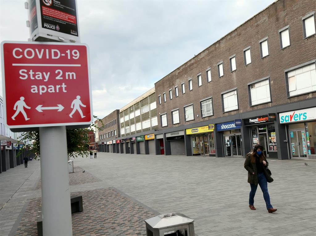 Restrictions to remain: Bolton town centre this morning