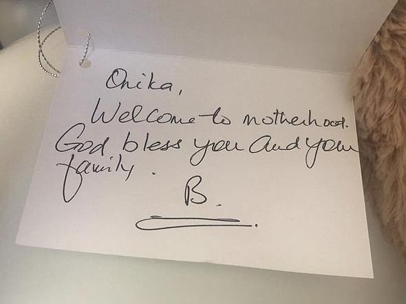 Queen for a day: Minaj showed off the card she received from Beyonce PICTURES: INSTAGRAM